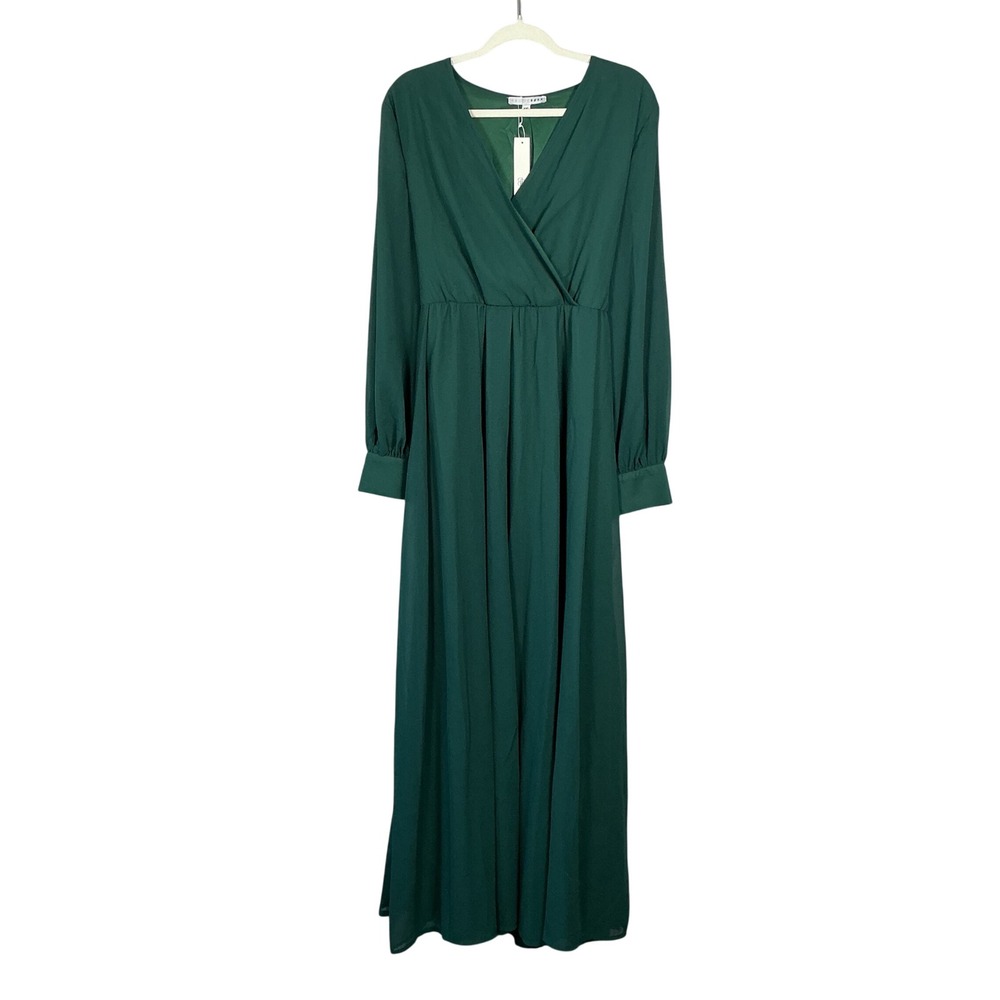 Baltic Born Esmeralda Maxi Dress Forest Green Chiffon Long Sleeve XXL NWT
